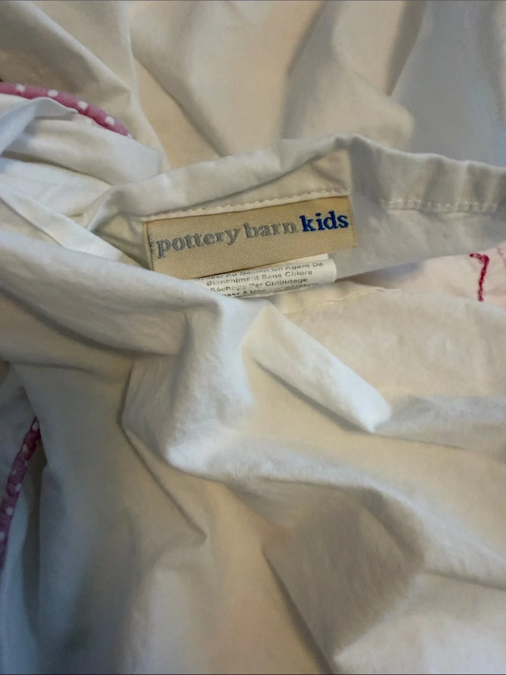 Pottery Barn Kids Full/Queen White Pink Embroidered Crewel Birds Flowers Duvet